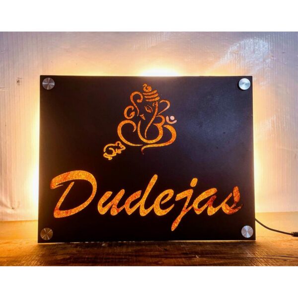 Illuminate Your Home Beautiful Ganesha Metal LED Nameplate (1)