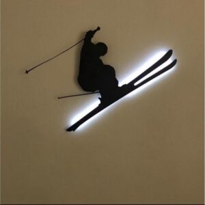 Stylish Skier Metal Wall Decor LED Sign Timeless Elegance Illuminated (1)