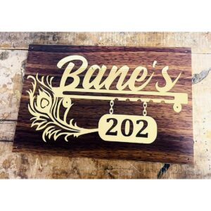 Beautiful Wooden Texture Acrylic Personalized Embossed Letters Name Plate (1)