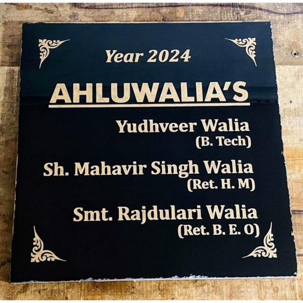 Elevate Your Home's Entrance with a Lazer Engraved Black Granite Home Nameplate (1)