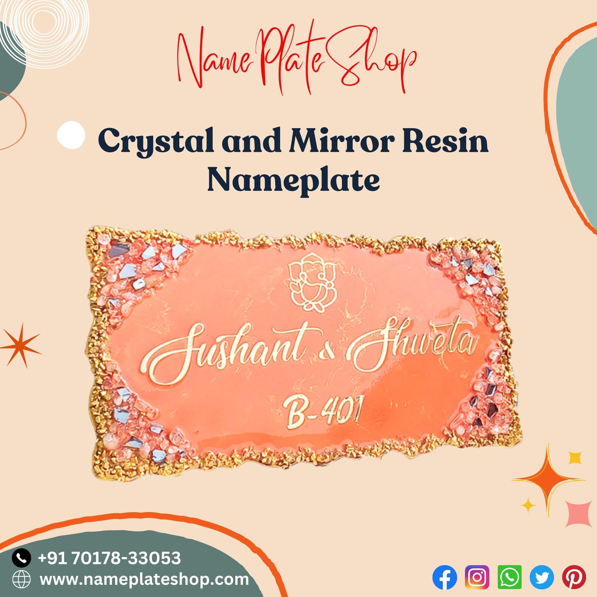 Illuminate Your Home's Entrance with a Crystal and Mirror Resin Nameplate
