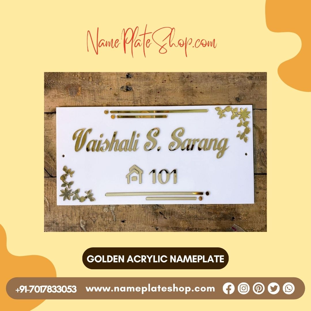 Shine Bright Discover the Elegance of Golden Acrylic Name Plate