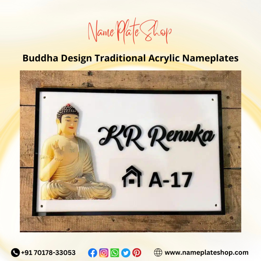 Embrace Tranquility Traditional Buddha Design Acrylic Nameplates