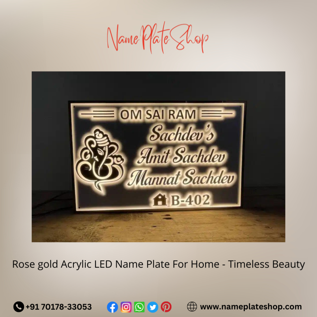 Illuminance with Elegance Rose Gold Acrylic LED Name Plates