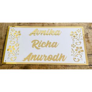 Add Elegance to Your Home with Our Golden Acrylic Elegant Design Home Name Plate (1)