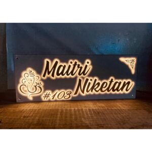 Beautiful Acrylic Customizable Embossed Letters LED Name Plate (1)