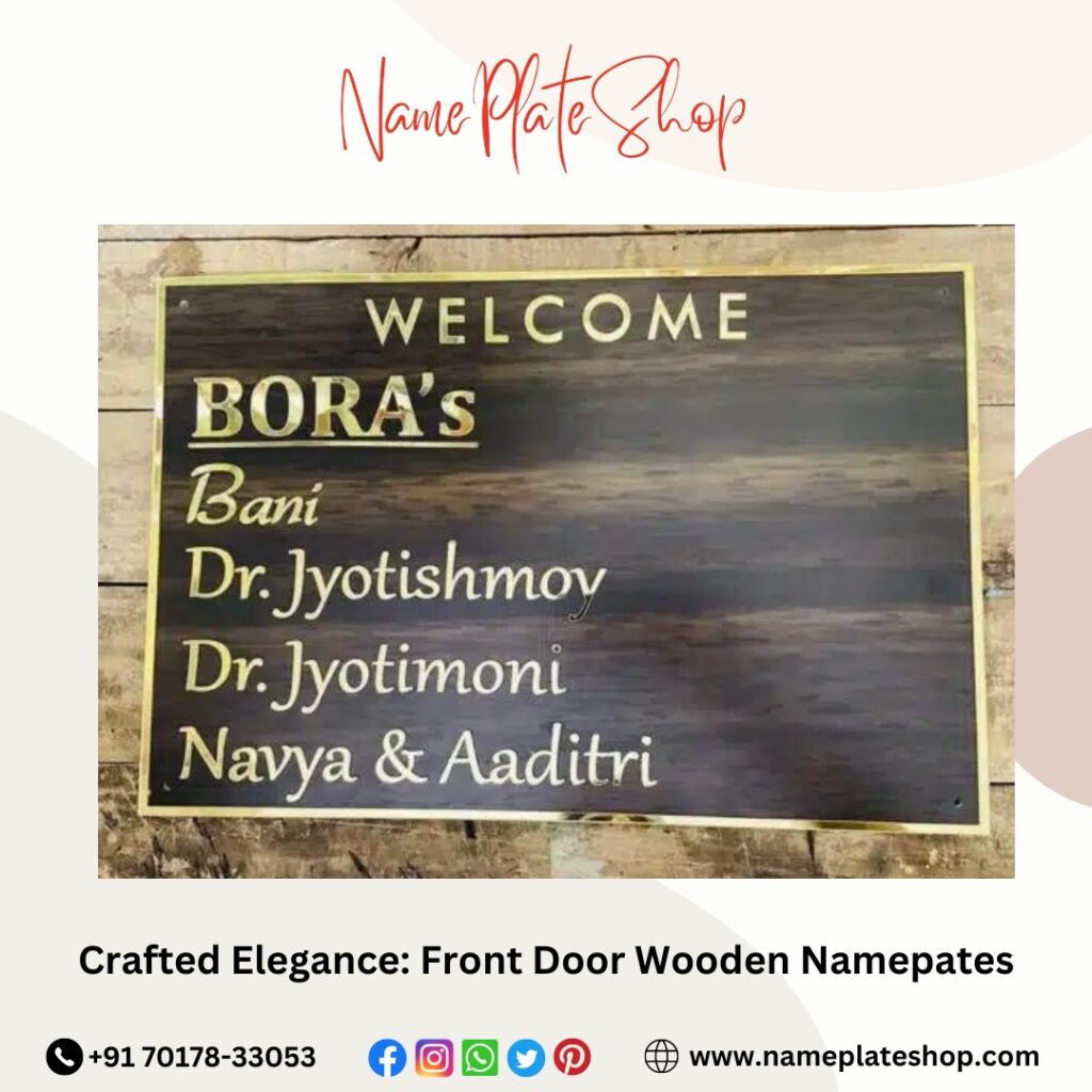 Crafted Elegance Welcome Guests with a Front Door Wooden Nameplate