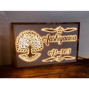 Beautiful Acrylic Embossed Letters LED Home Waterproof Name Plate (1)