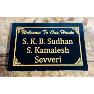 Beautiful Lazer Engraved Black Granite Home Name Plate (1)