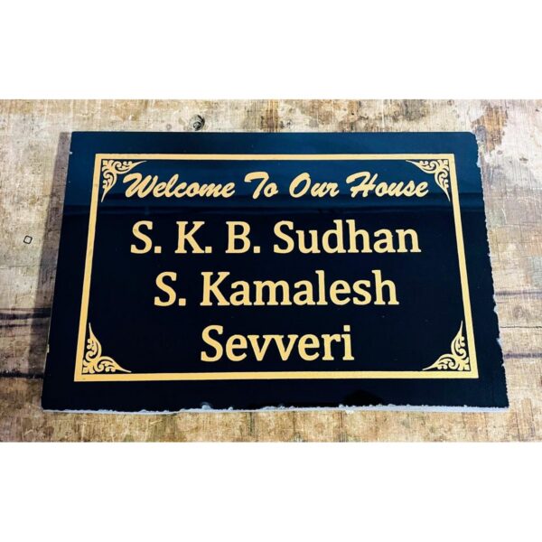 Beautiful Lazer Engraved Black Granite Home Name Plate (1)