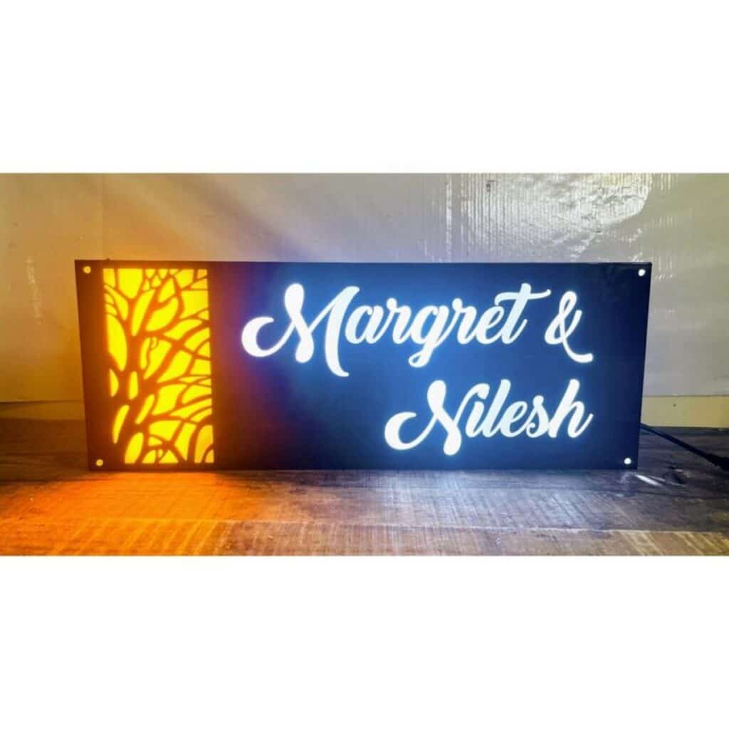 Illuminate Your Home Entrance with our CNC Laser Cut Acrylic LED Name Plate 1 768x768