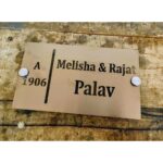 Beautiful Stainless Steel Rose Gold Matt Texture Home Led Name Plate (2)