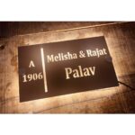 Beautiful Stainless Steel Rose Gold Matt Texture Home Led Name Plate (3)