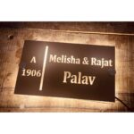 Beautiful Stainless Steel Rose Gold Matt Texture Home Led Name Plate (4)