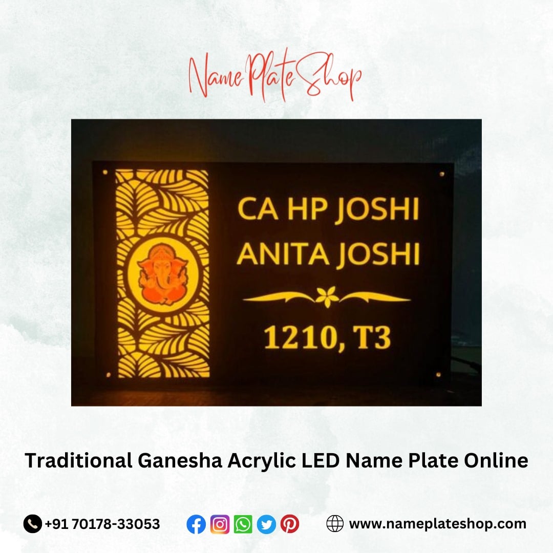 Illuminate Your Home with a Traditional Ganesha LED Name Plate