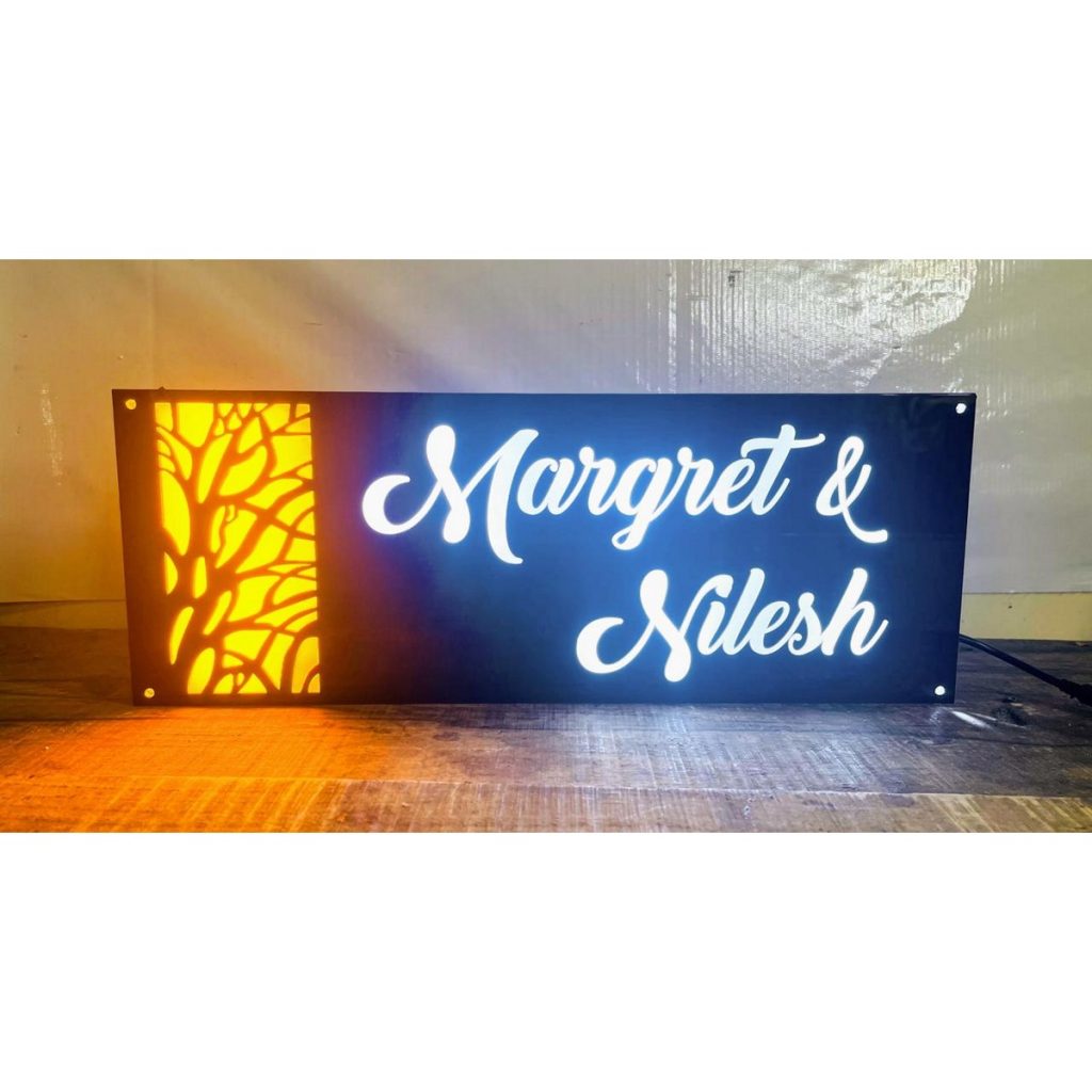 Illuminate Your Home Entrance with our CNC Laser Cut Acrylic LED Name Plate 1