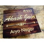 New Design Wooden Finish Golden Embossed Letters Acrylic LED Name Plate (5)