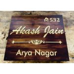 New Design Wooden Finish Golden Embossed Letters Acrylic LED Name Plate (7)