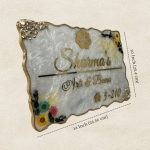 Pearl White and Flower Decorated Resin Nameplate5