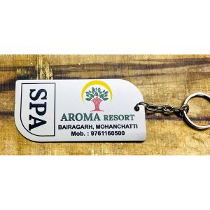 Resort Multicolor Stainless Steel Engraved Keychain