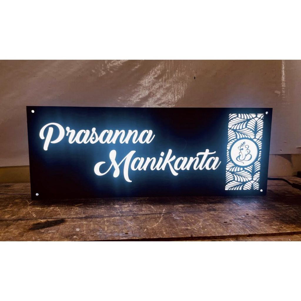 Led Waterproof Name Plate In Mor Pankh Design Nameplateshop