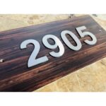 Stainless Steel Embossed Letters With Wooden Texture Acrylic Plate3