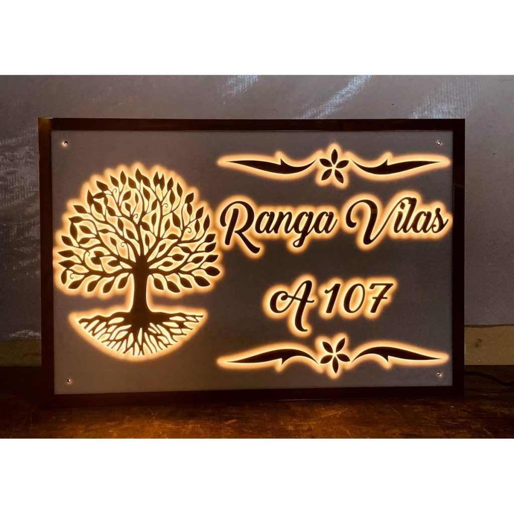 Embossed Name Graphics 3D Embossed Letters LED Acrylic Name Plate | Customized