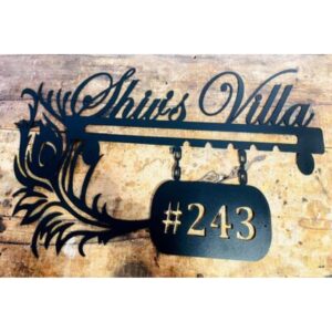 Black Metal Laser Cut House Wall Name Plate – A Timeless Addition to Your Home