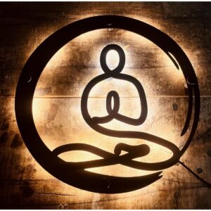 Beautiful Buddha Design Black Metal LED Wall Sign (1)