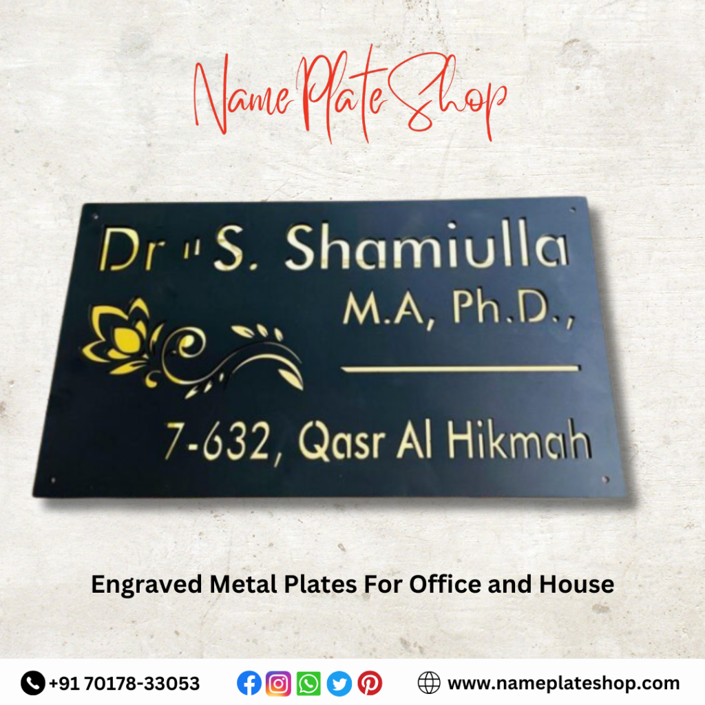 Engraved Metal Plates For Office And House 