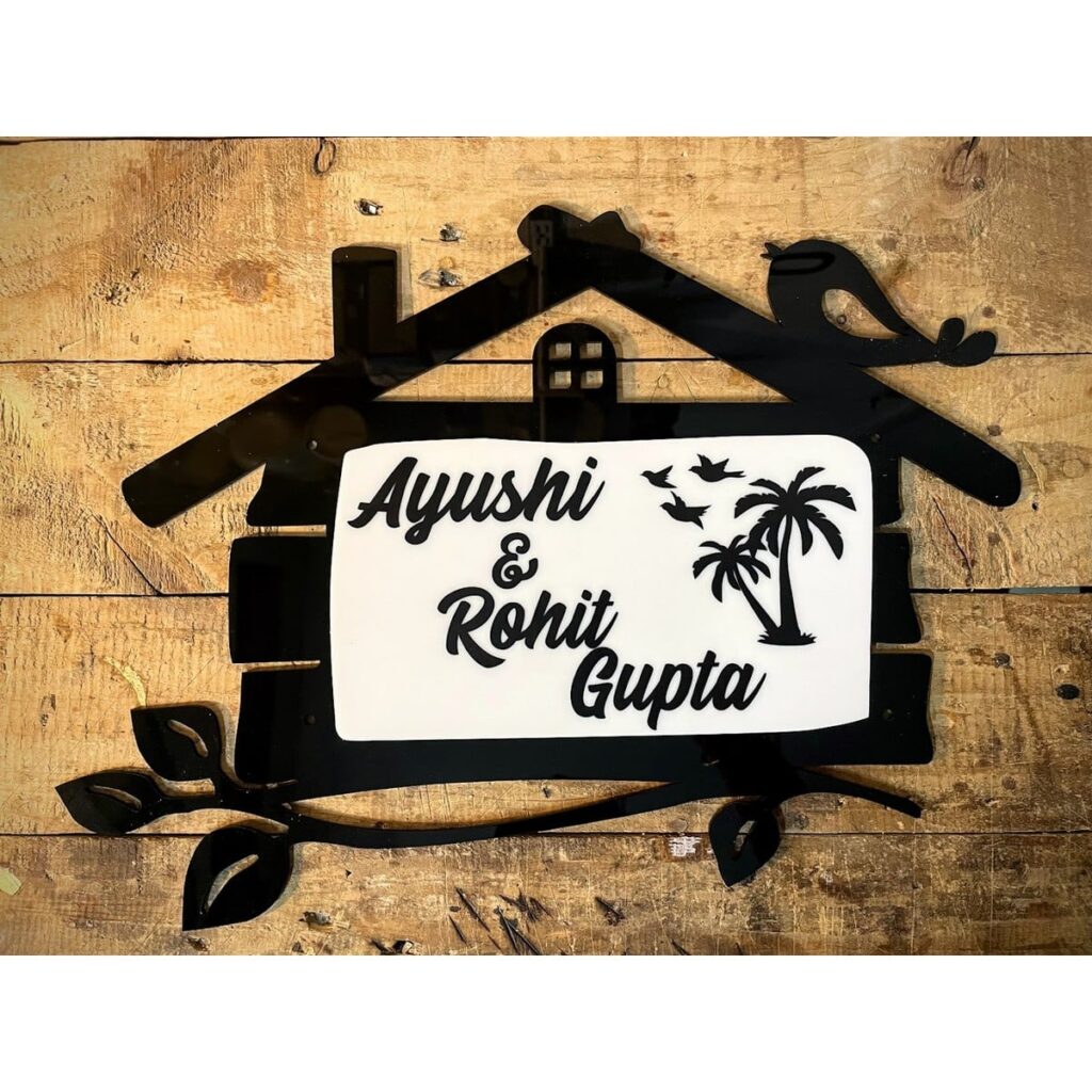 Hut Shape Designer Acrylic Home Nameplate 1