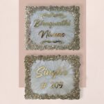 Pearl Casting Texture Decorative Golden Crystals Resin House Nameplate