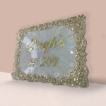 Pearl Casting Texture Decorative Golden Crystals Resin House Nameplate1