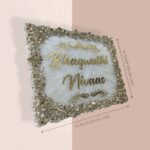 Pearl Casting Texture Decorative Golden Crystals Resin House Nameplate3