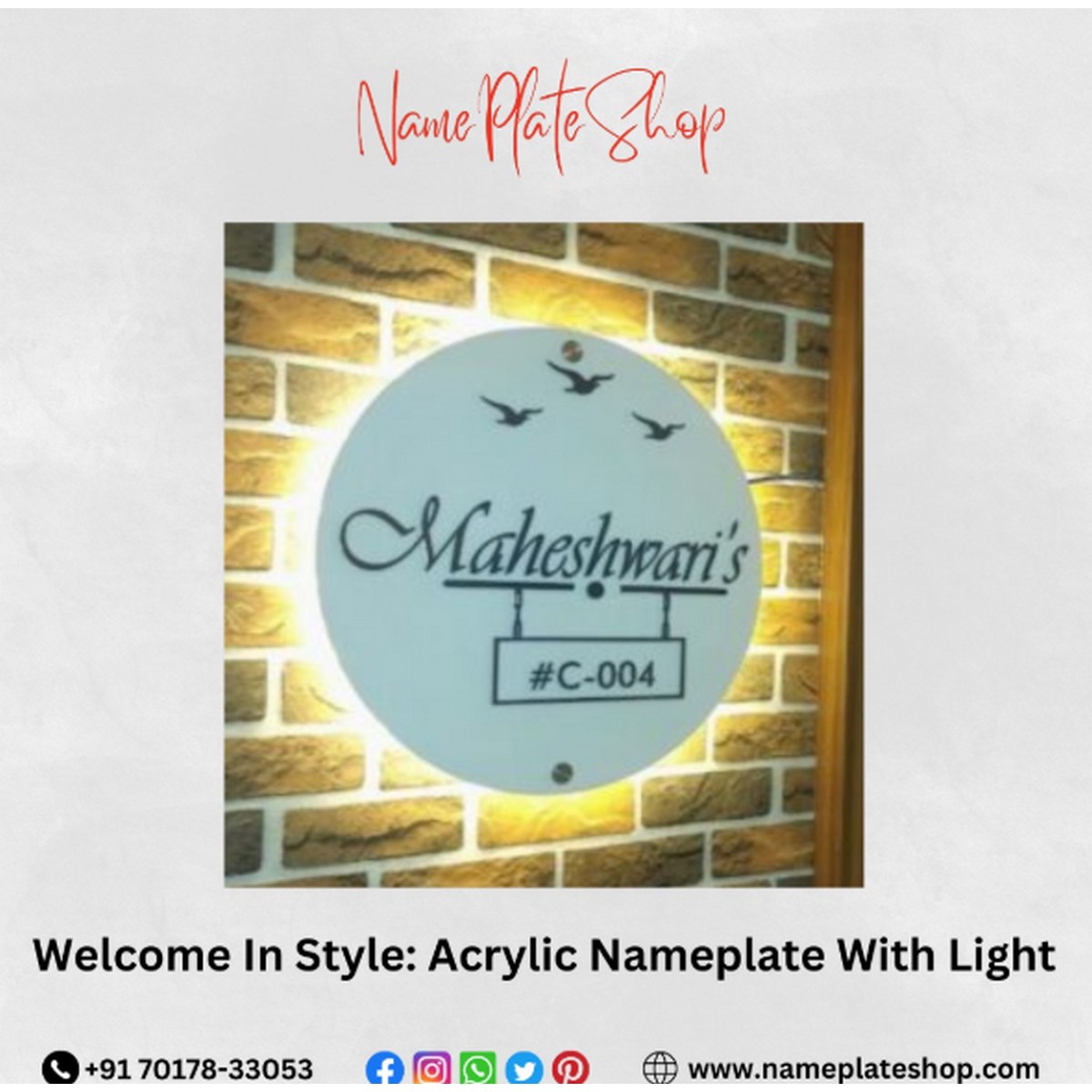 Welcome in Style Acrylic Nameplate with Light