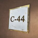 White and Golden Wave Textured Resin Coated House Numberplate2