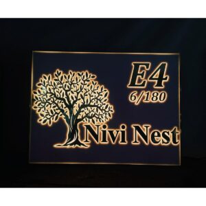 🌳✨ Tree Design Acrylic Customizable LED House Name Plate ✨🏡