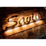 New Design Metal LED Laser Cut House Name Plate with Wooden Texture Acrylic – Waterproof (2)