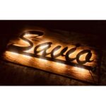 New Design Metal LED Laser Cut House Name Plate with Wooden Texture Acrylic – Waterproof (6)