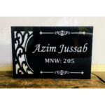 Acrylic Custom Design Yellow Leds Home Name Plate (7)