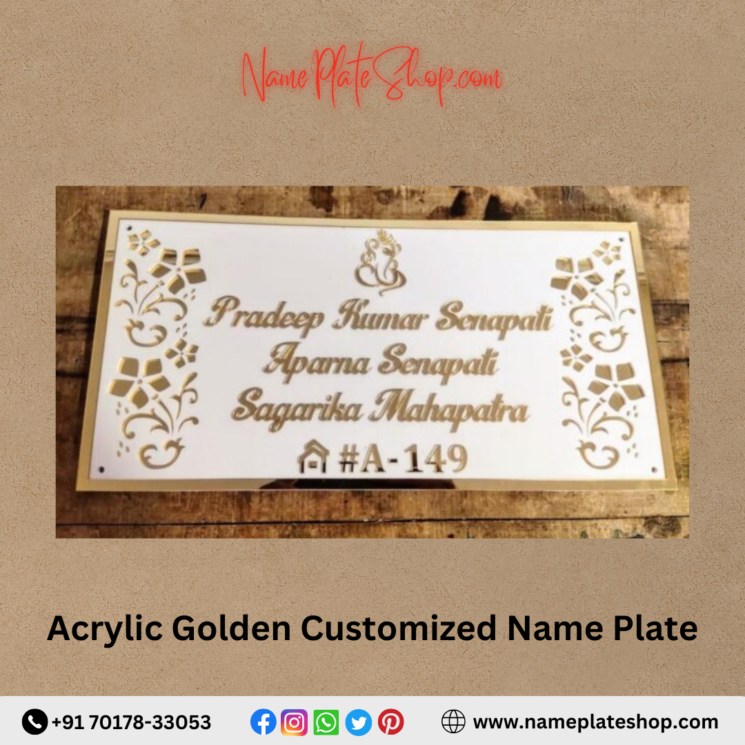 Acrylic Golden Customized Name Plate – Elegance Meets Personalization