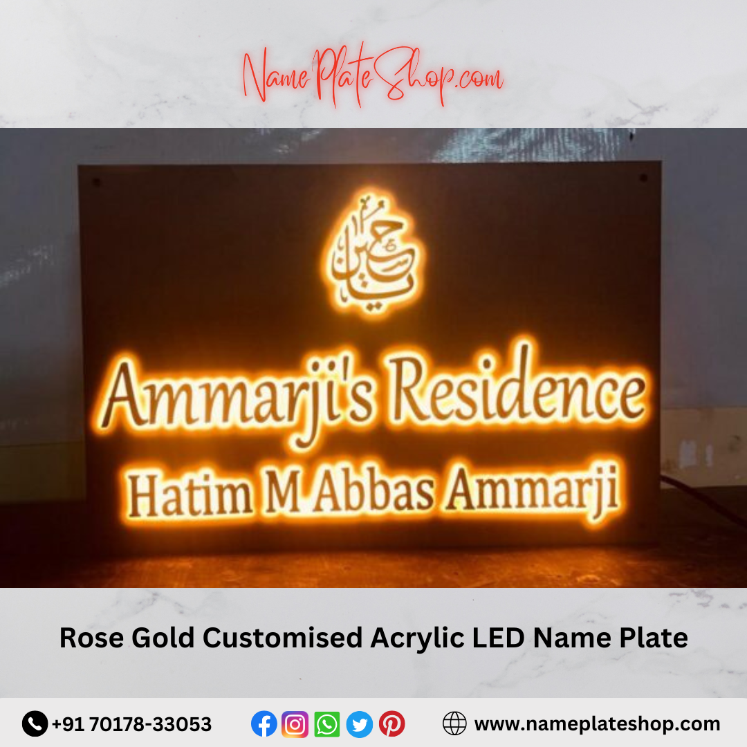 Add a Touch of Luxury with a Rose Gold Customized Acrylic LED Name Plate