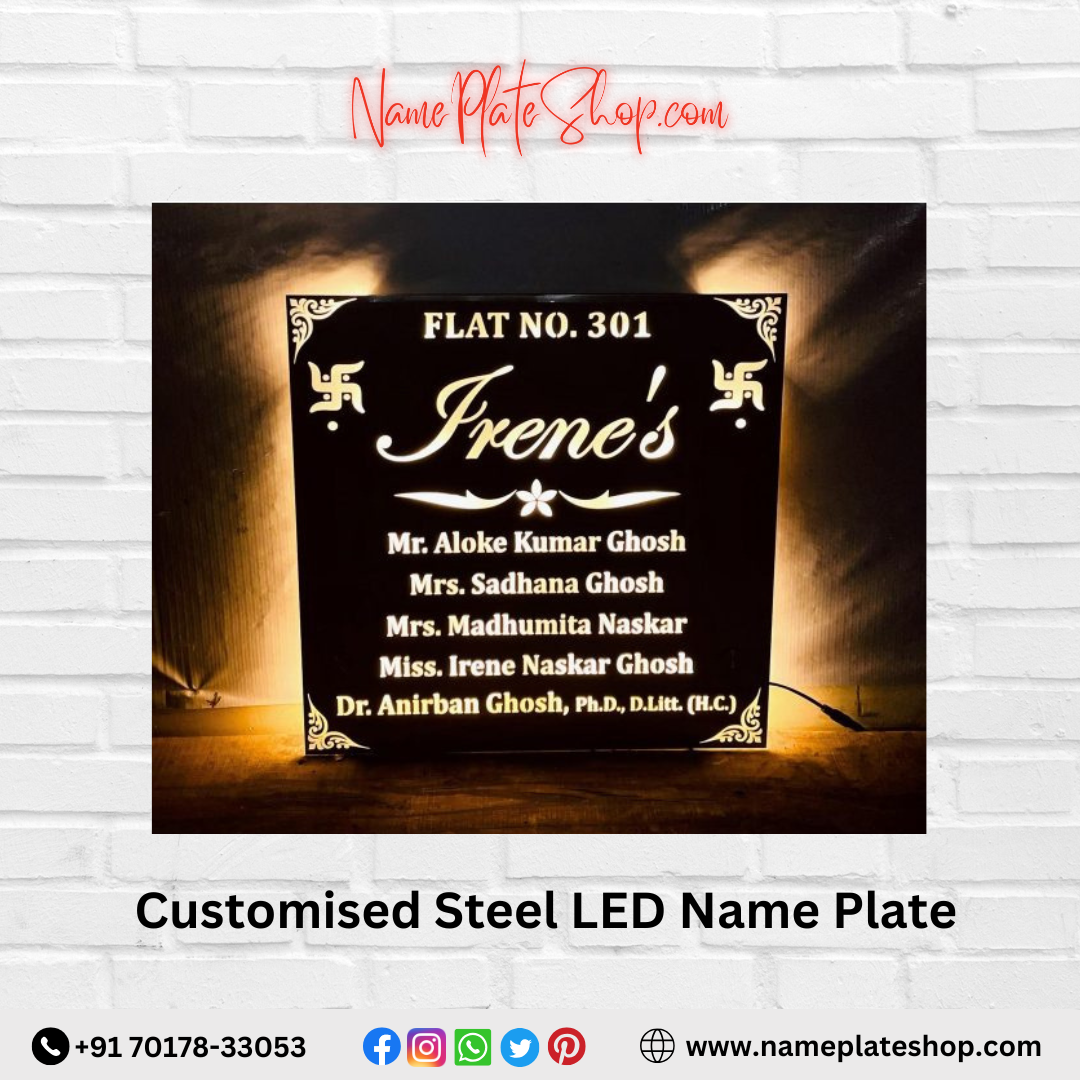 Customized Steel LED Name Plate – A Luxurious Welcome to Your Home! ✨