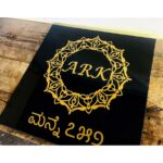 Designer Laser Engraved Black and Golden Granite Name Plate1