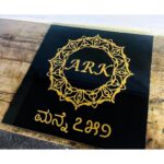 Designer Laser Engraved Black and Golden Granite Name Plate2