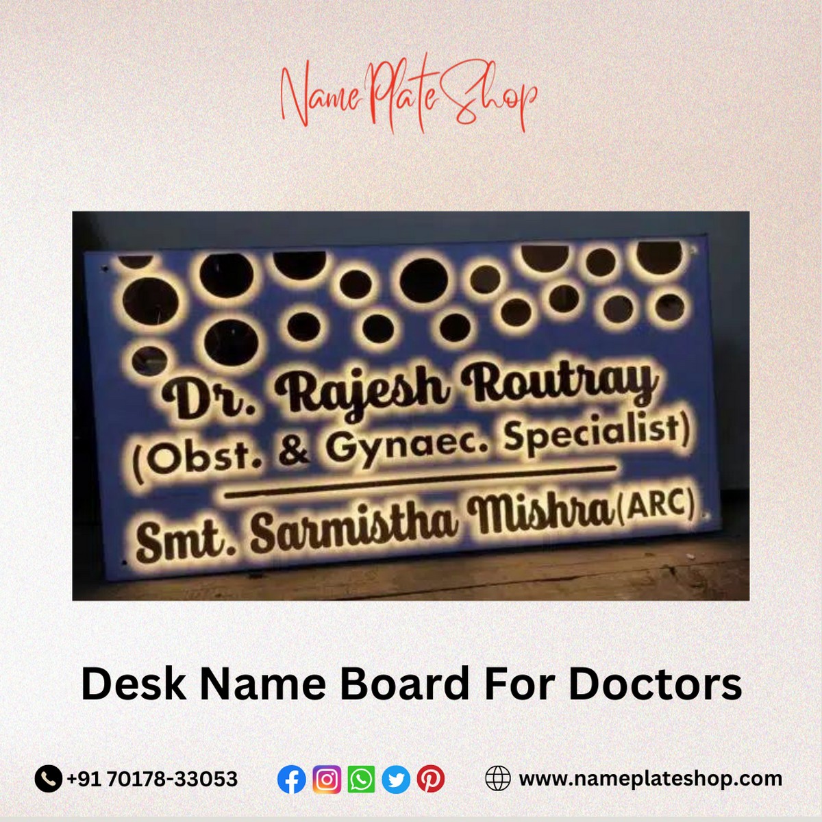 LED Desk Name Board