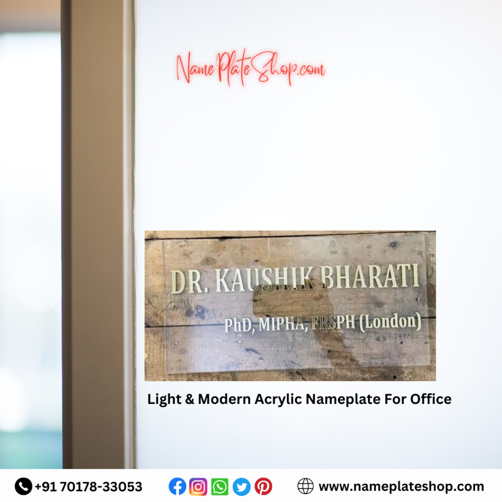 Light & Modern Acrylic Nameplate for Office