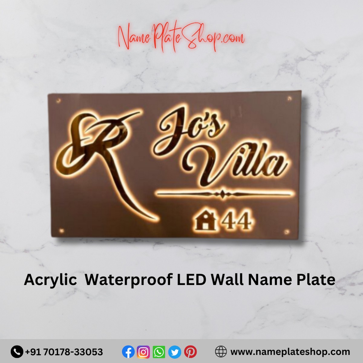 Waterproof LED Wall Nameplate