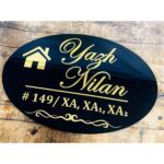 Black and Golden Acrylic Beautiful Design Home Name Plate1