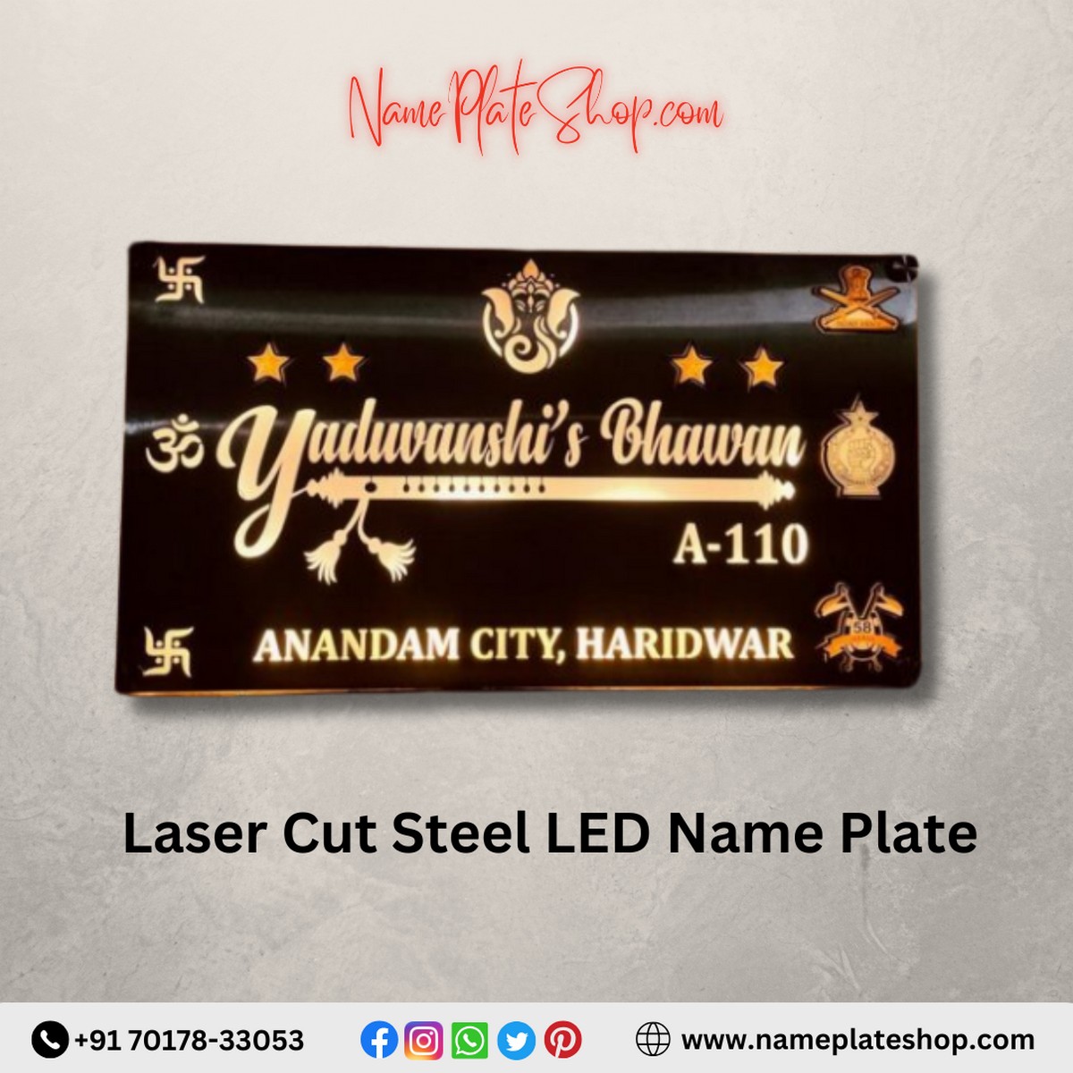 Steel LED Name Plate